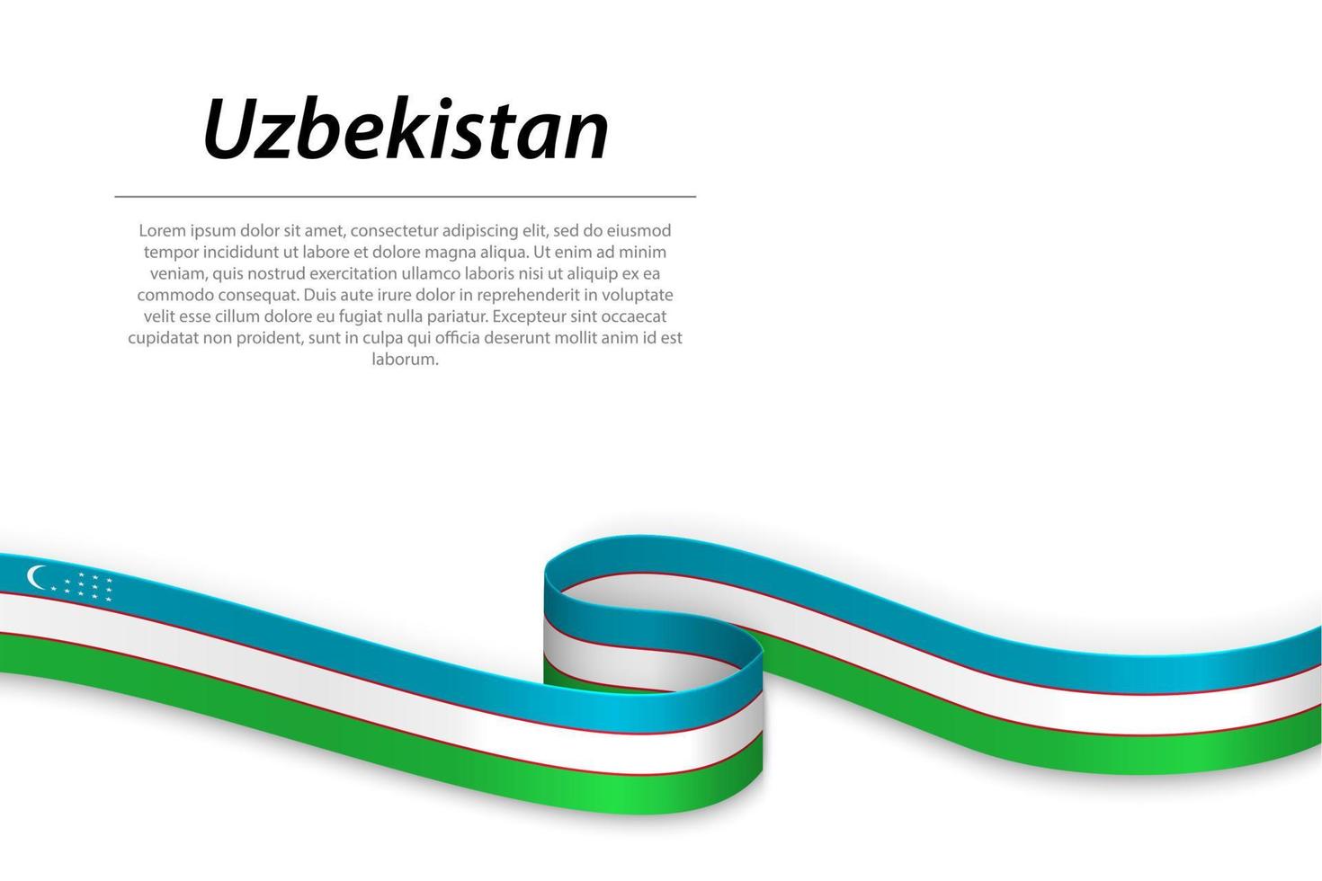 Waving ribbon or banner with flag of Uzbekistan vector