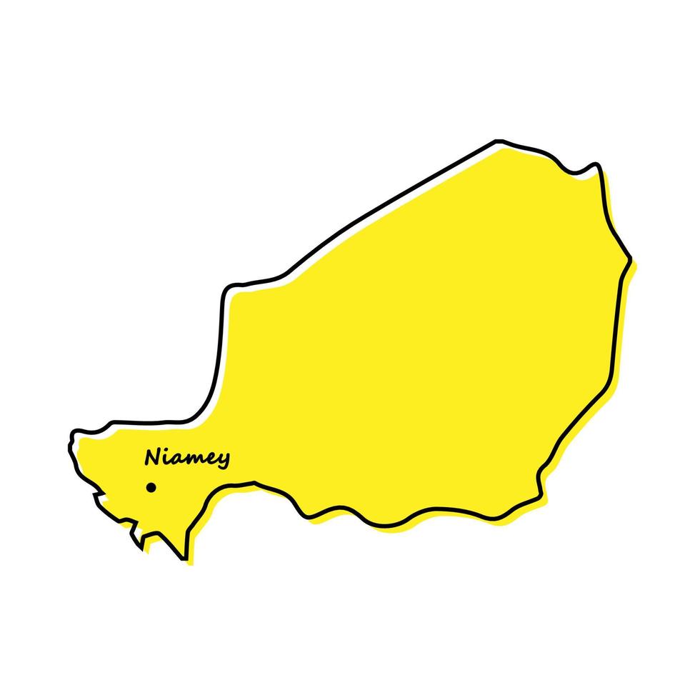 sencillo contorno mapa de Níger con capital ubicación vector