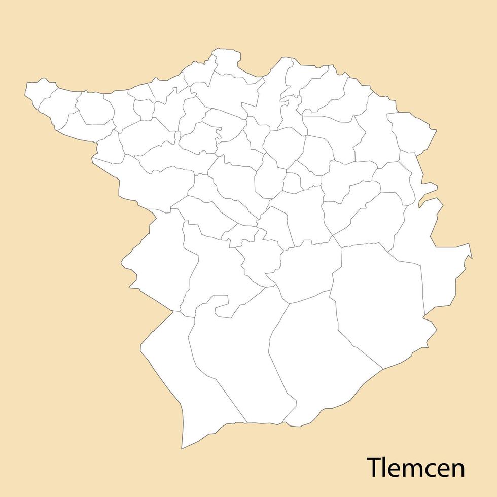 alto calidad mapa de tremecén es un provincia de Argelia vector