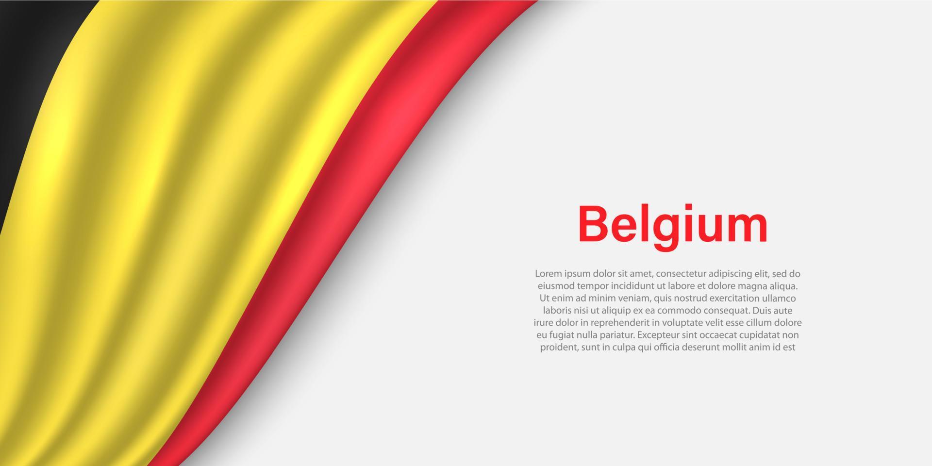 Wave flag of Belgium on white background. vector