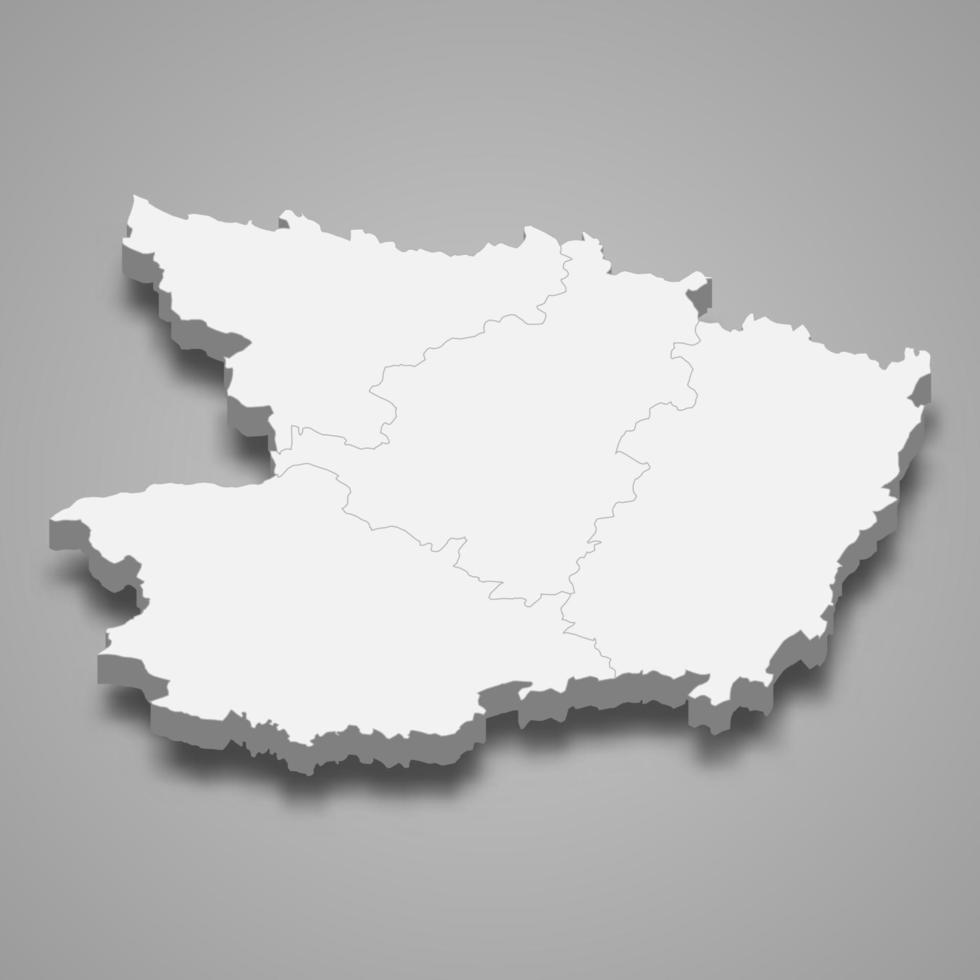 3d isometric map of Maine-et-Loire is a department in France vector