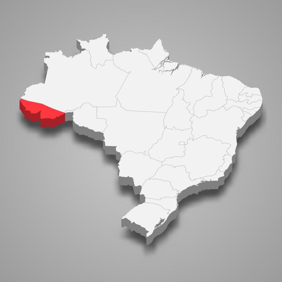 estado ubicación dentro Brasil 3d mapa modelo para tu diseño vector