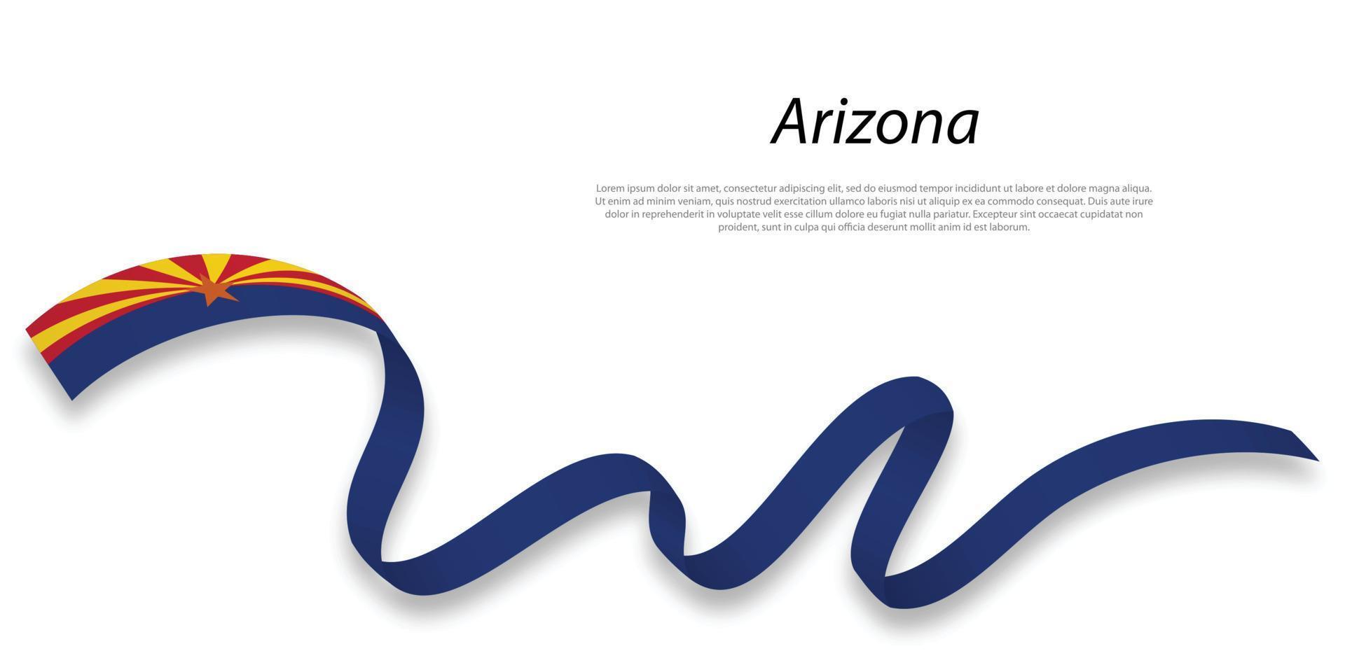 Waving ribbon or stripe with flag of Arizona vector