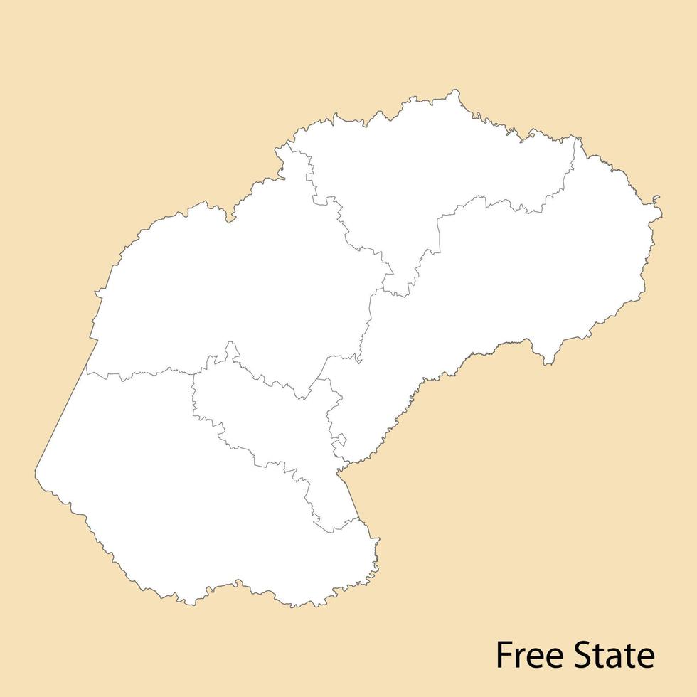 High Quality map of Free State is a region of South Africa vector