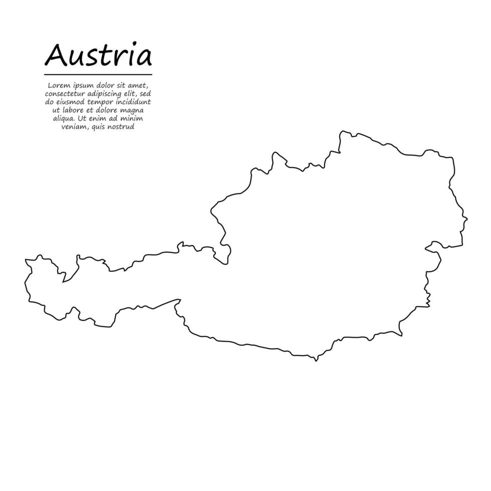 Simple outline map of Austria, in sketch line style vector