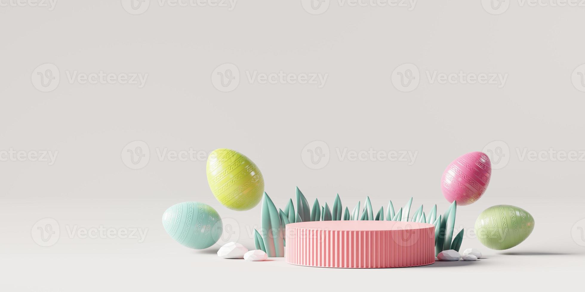 Abstract Easter Day Podium Platform For Product Display Showcase 3D Rendering photo