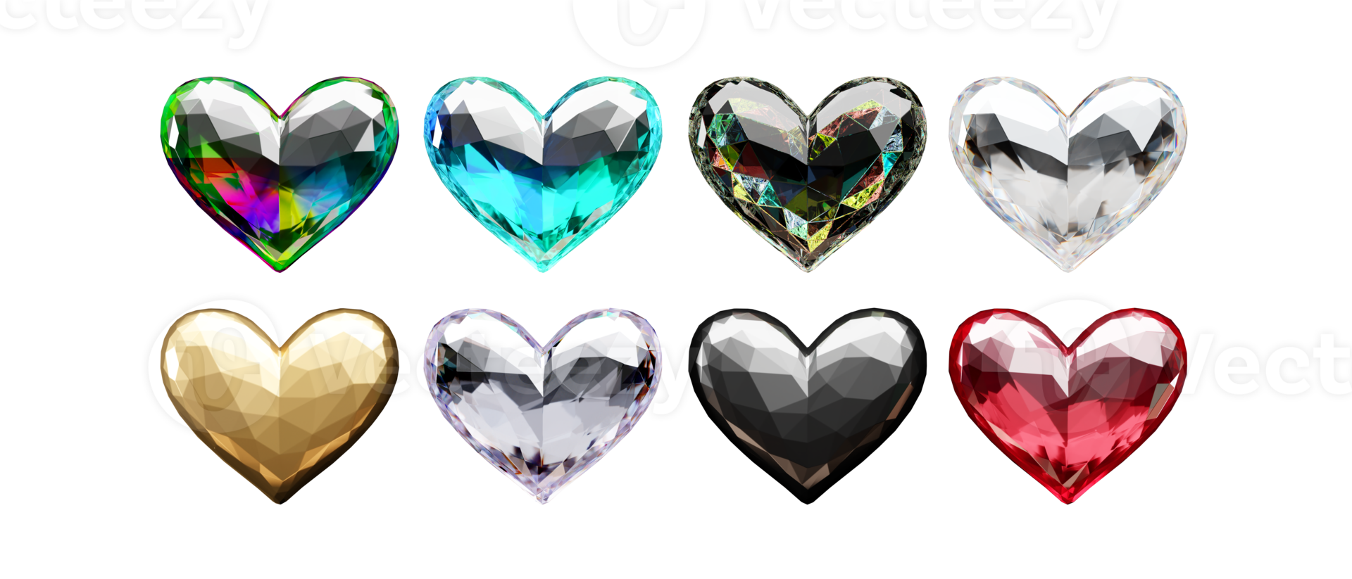 Colorful Heart Shape Isolated on Bakcground 3D Rendering png