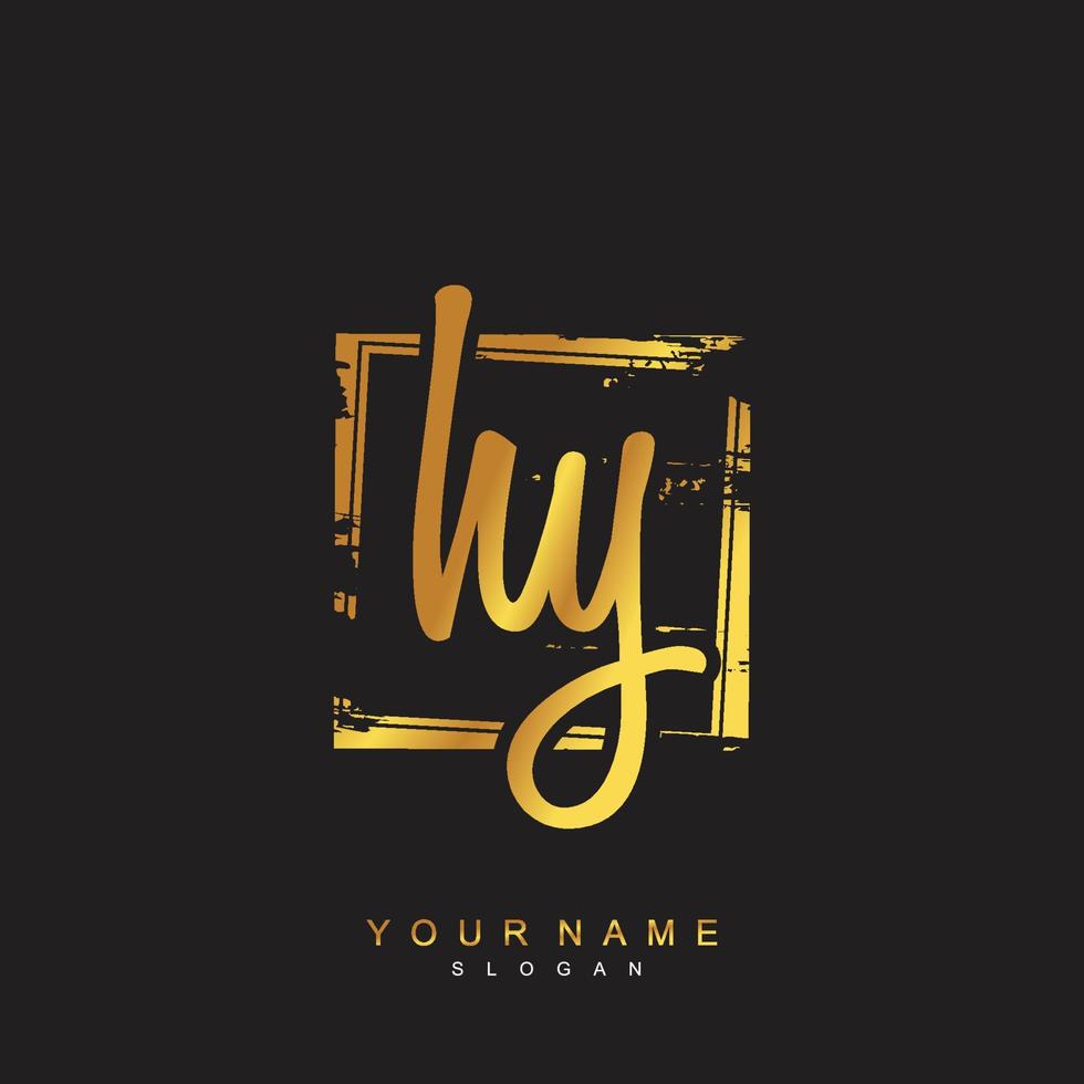 Initial HY Monogram with Grunge Template Design vector