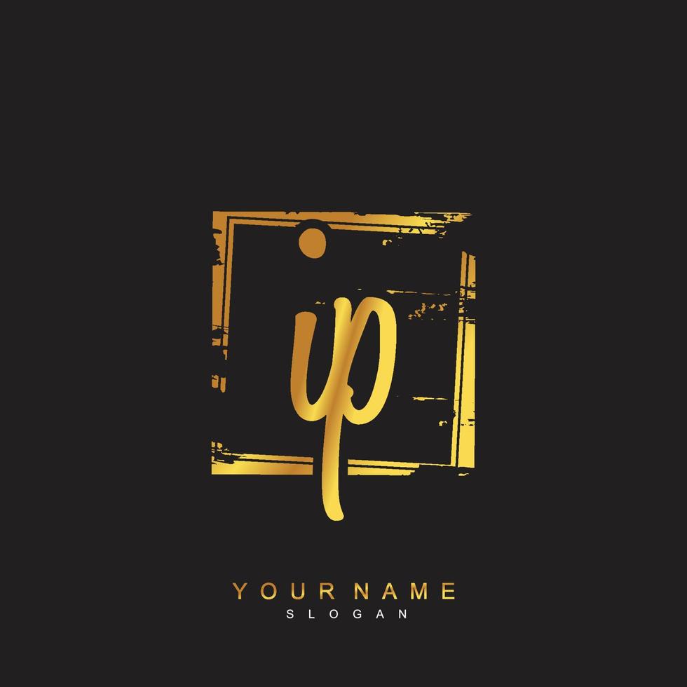 Initial IP Monogram with Grunge Template Design vector