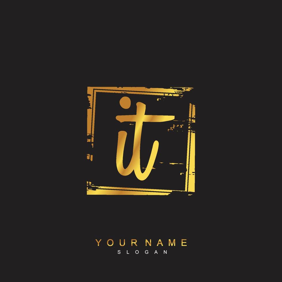 Initial IT Monogram with Grunge Template Design vector