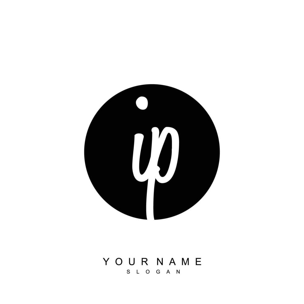 Initial IP Monogram with Grunge Template Design vector