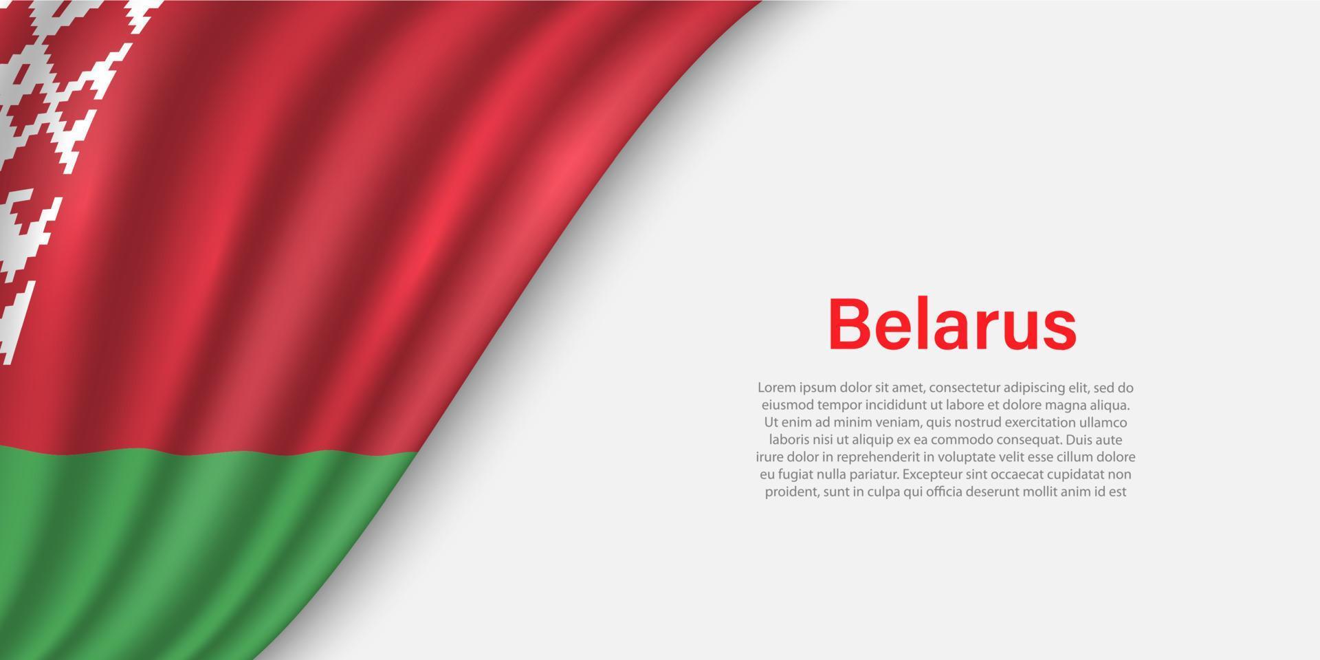 Wave flag of Belarus on white background. vector
