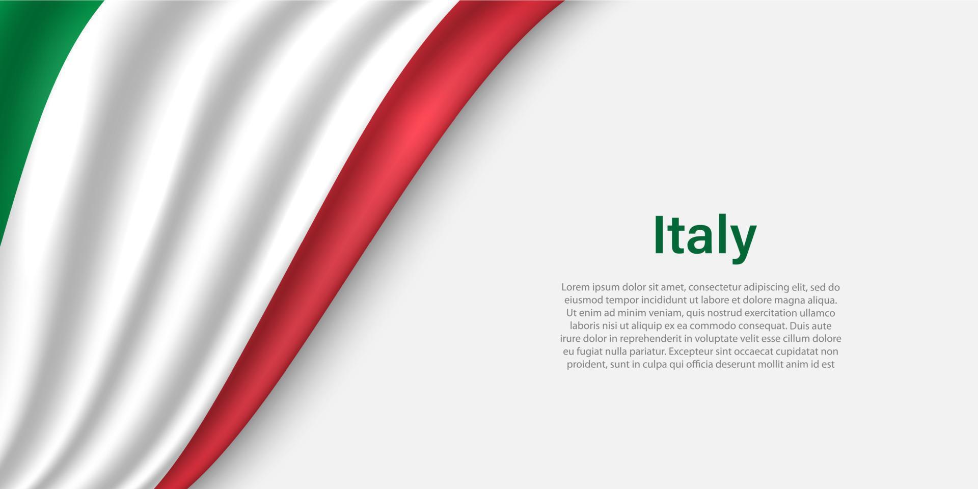 Wave flag of Italy on white background. vector