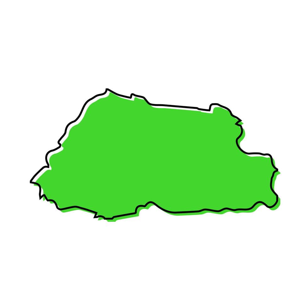 Simple outline map of Bhutan. Stylized line design vector