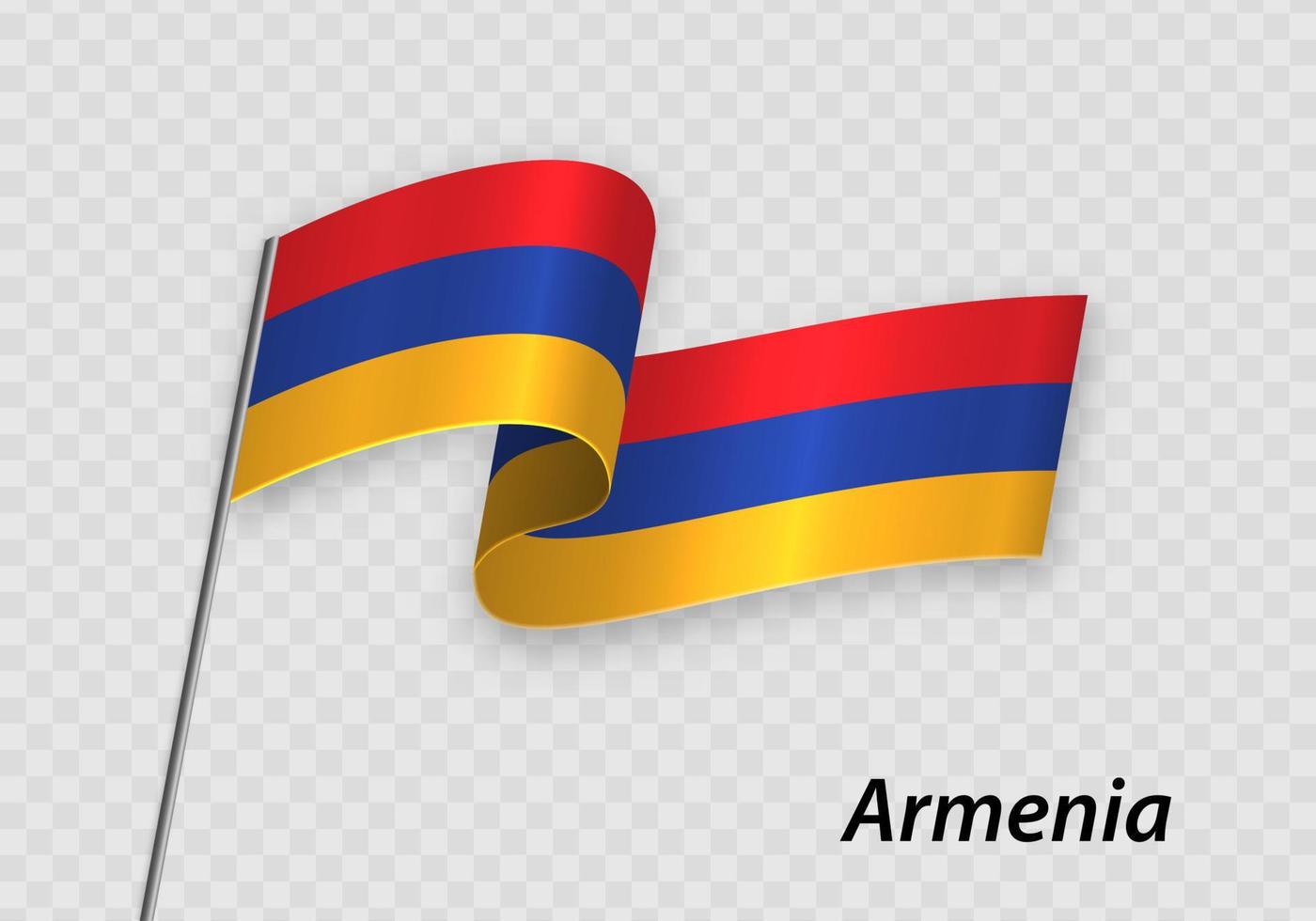 Waving flag of Armenia on flagpole. Template for independence day vector