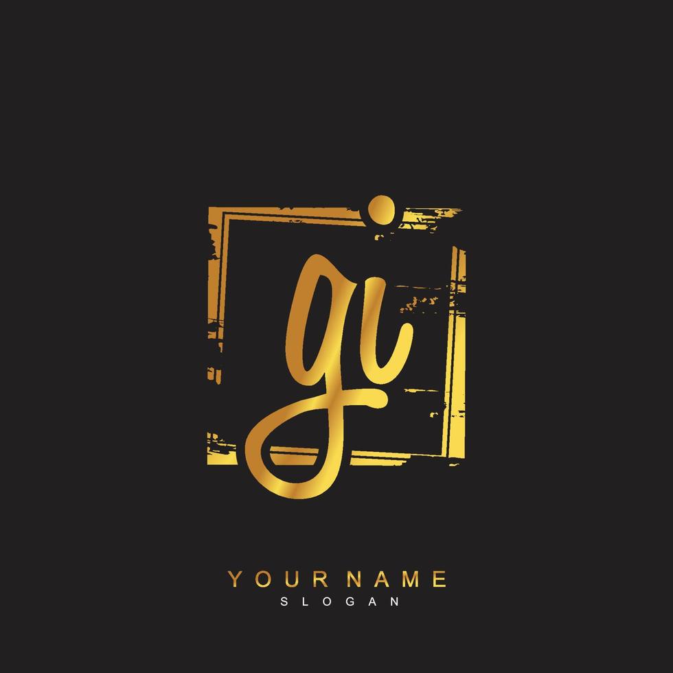 Initial GI Monogram with Grunge Template Design vector