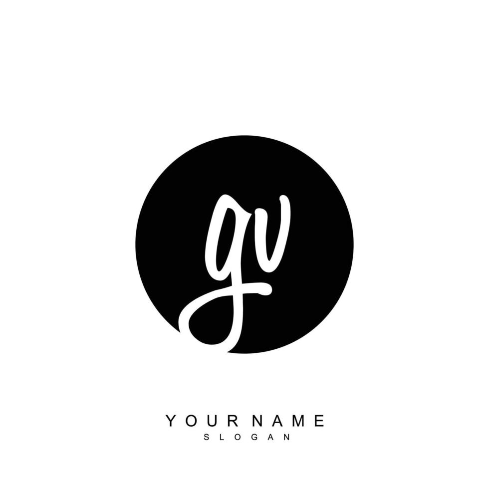 Initial GV Monogram with Grunge Template Design vector