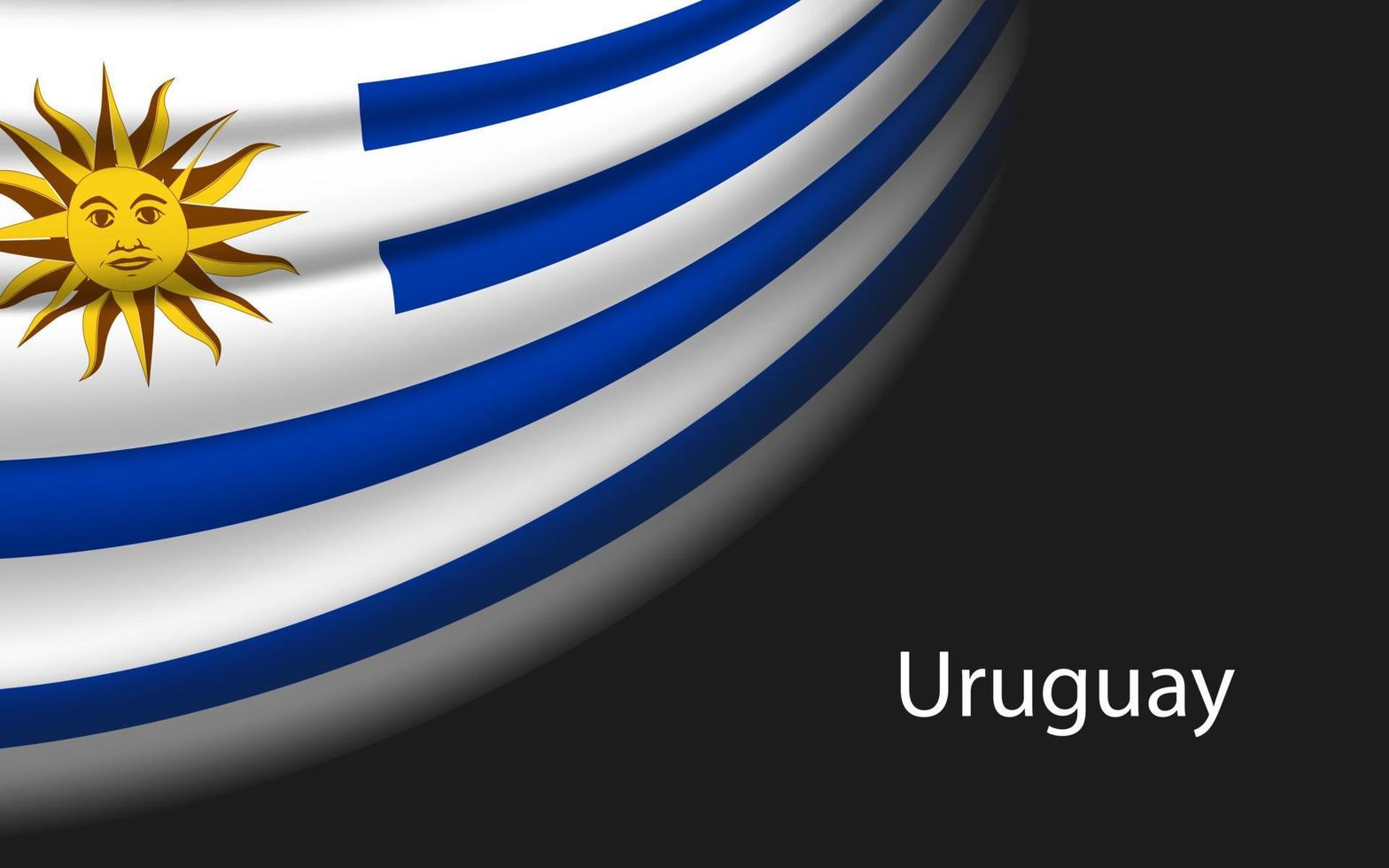 ola bandera de Uruguay en oscuro antecedentes. vector