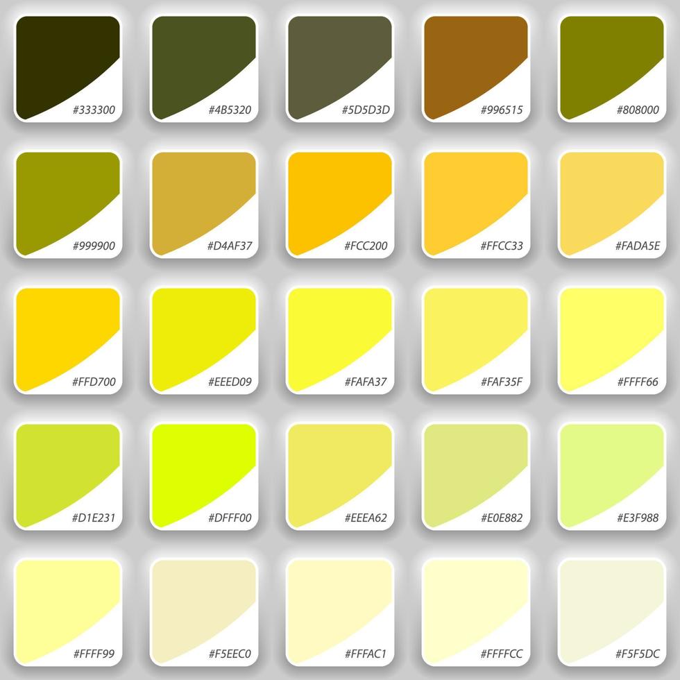 Shades of yellow swatch color palette. template for your design vector