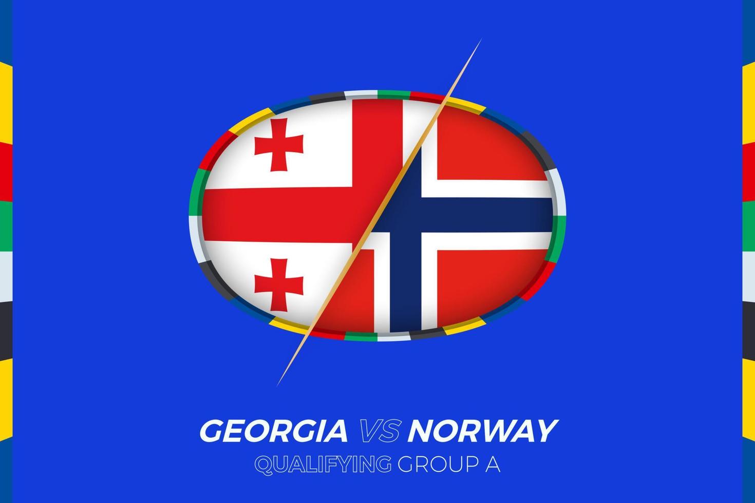 Georgia vs Norway icon for European football tournament qualification, group A. vector