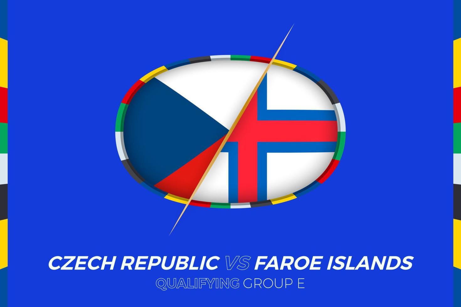 Czech Republic vs Faroe Islands icon for European football tournament qualification, group E. vector
