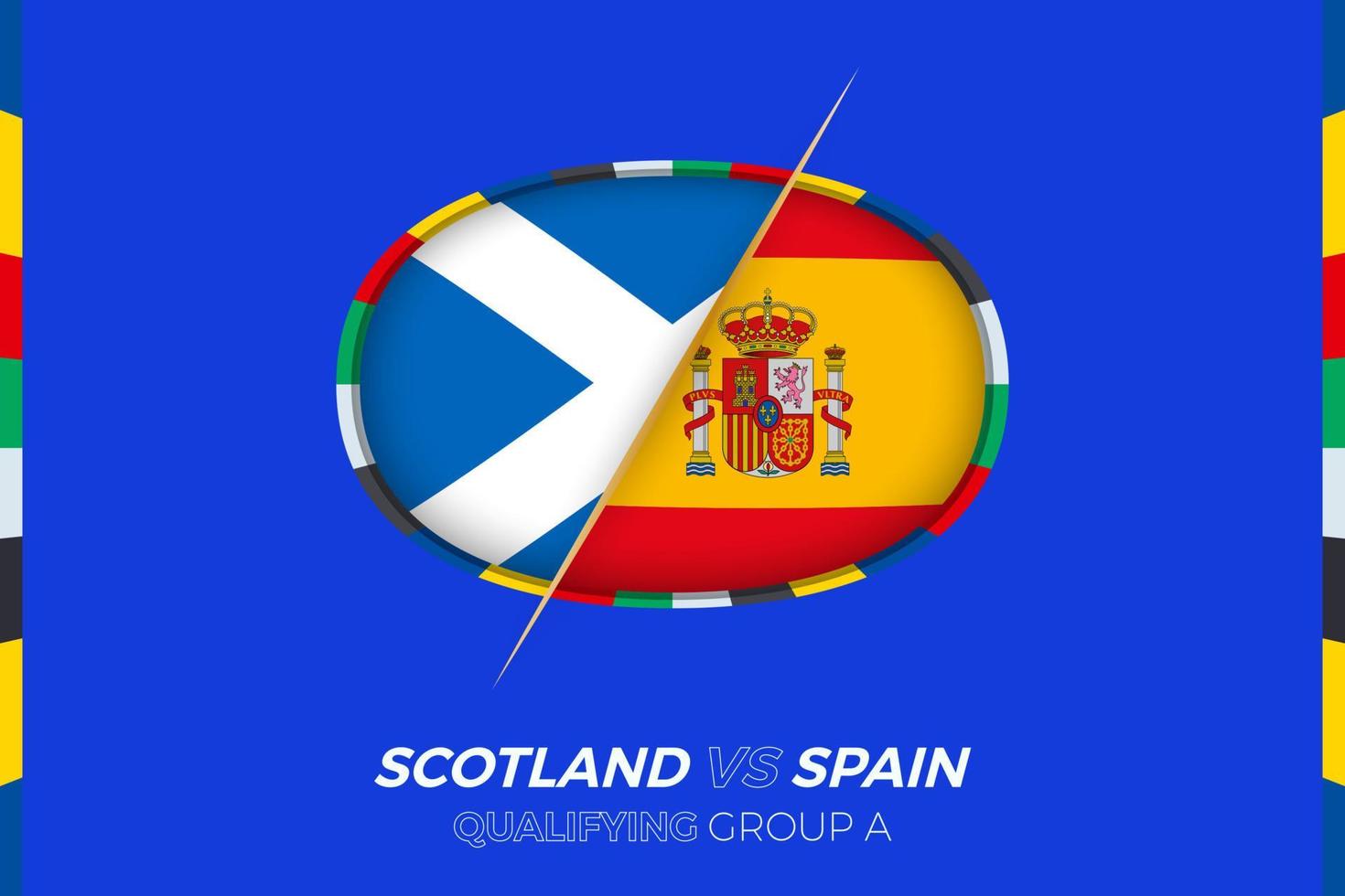 Scotland vs Spain icon for European football tournament qualification, group A. vector