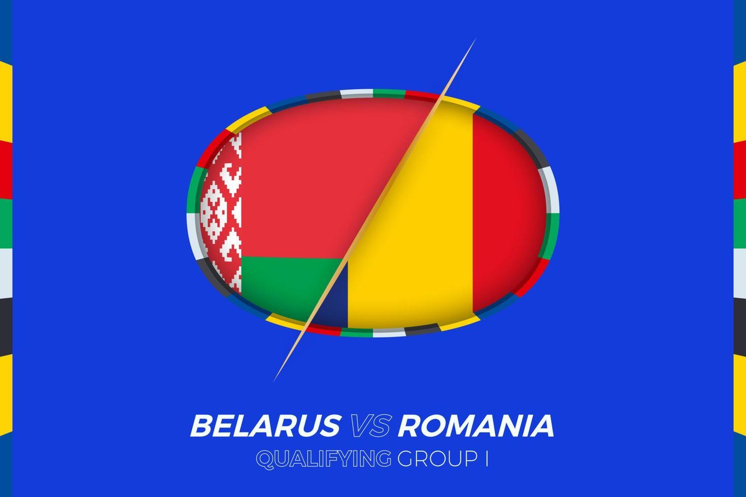 Belarus vs Romania icon for European football tournament qualification, group I. vector