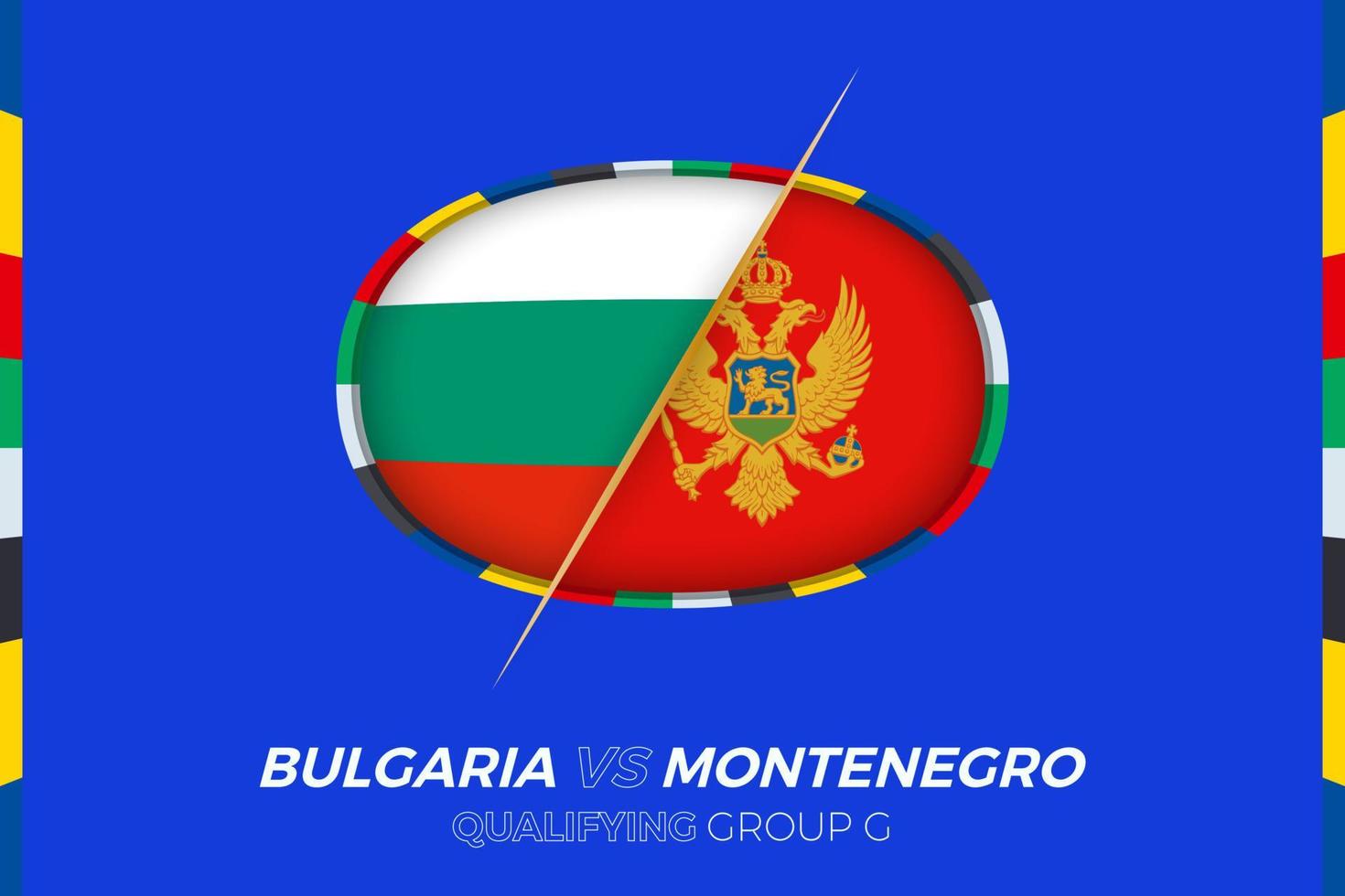 Bulgaria vs montenegro icono para europeo fútbol americano torneo calificación, grupo gramo. vector