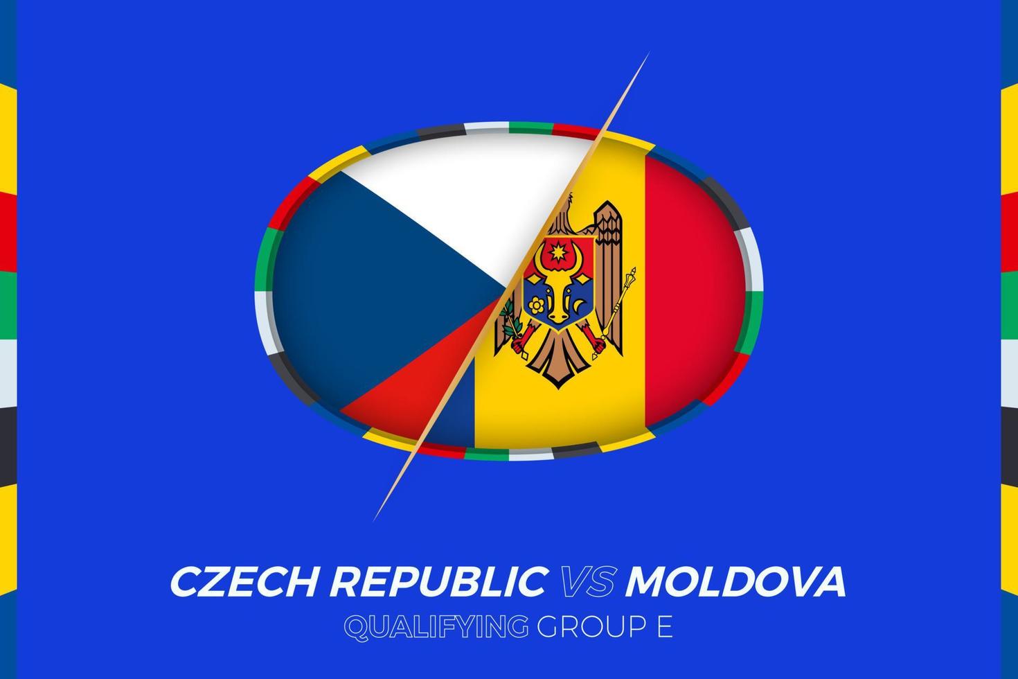 Czech Republic vs Moldova icon for European football tournament qualification, group E. vector