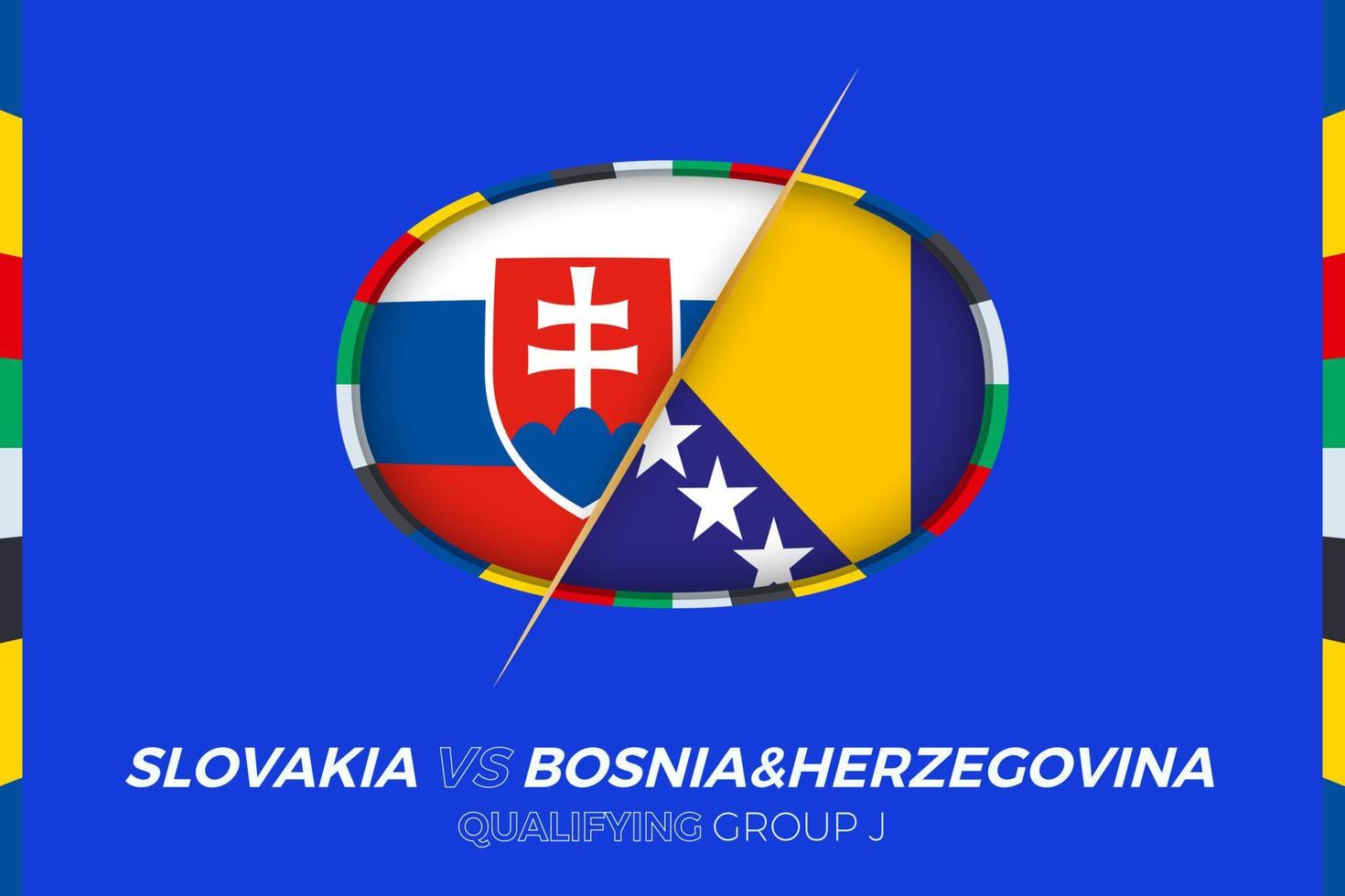 Eslovaquia vs bosnia y herzegovina icono para europeo fútbol americano torneo calificación, grupo j. vector