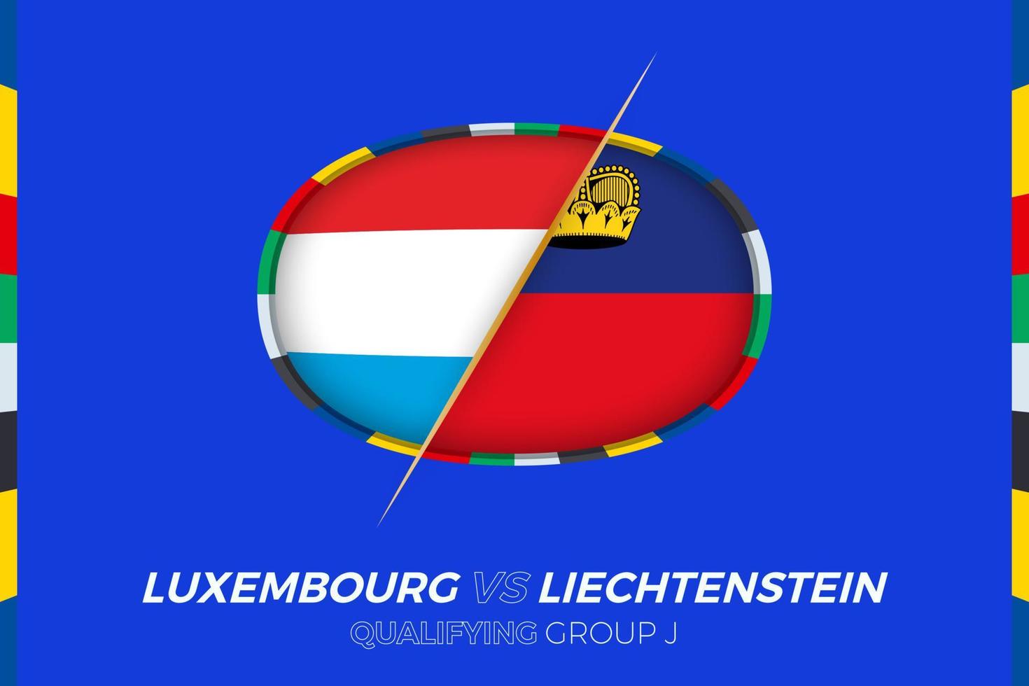 Luxembourg vs Liechtenstein icon for European football tournament qualification, group J. vector