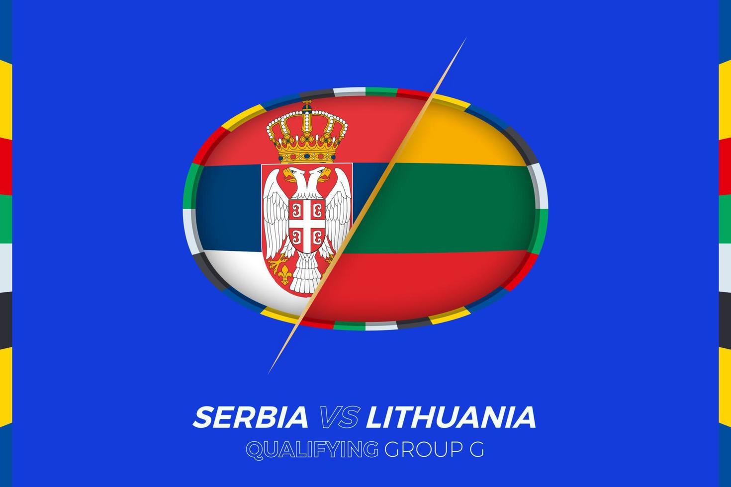 Serbia vs Lithuania icon for European football tournament qualification, group G. vector