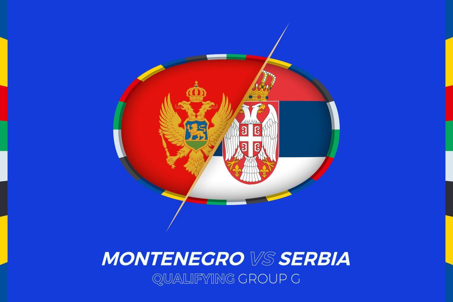 montenegro vs serbia icono para europeo fútbol americano torneo calificación, grupo gramo. vector