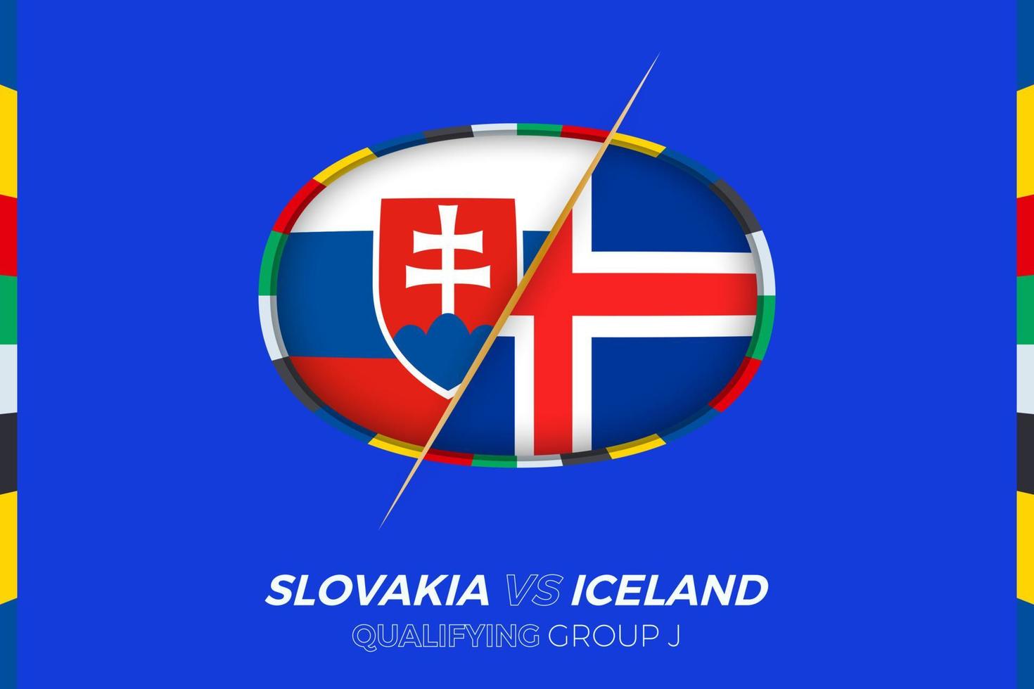 Slovakia vs Iceland icon for European football tournament qualification, group J. vector