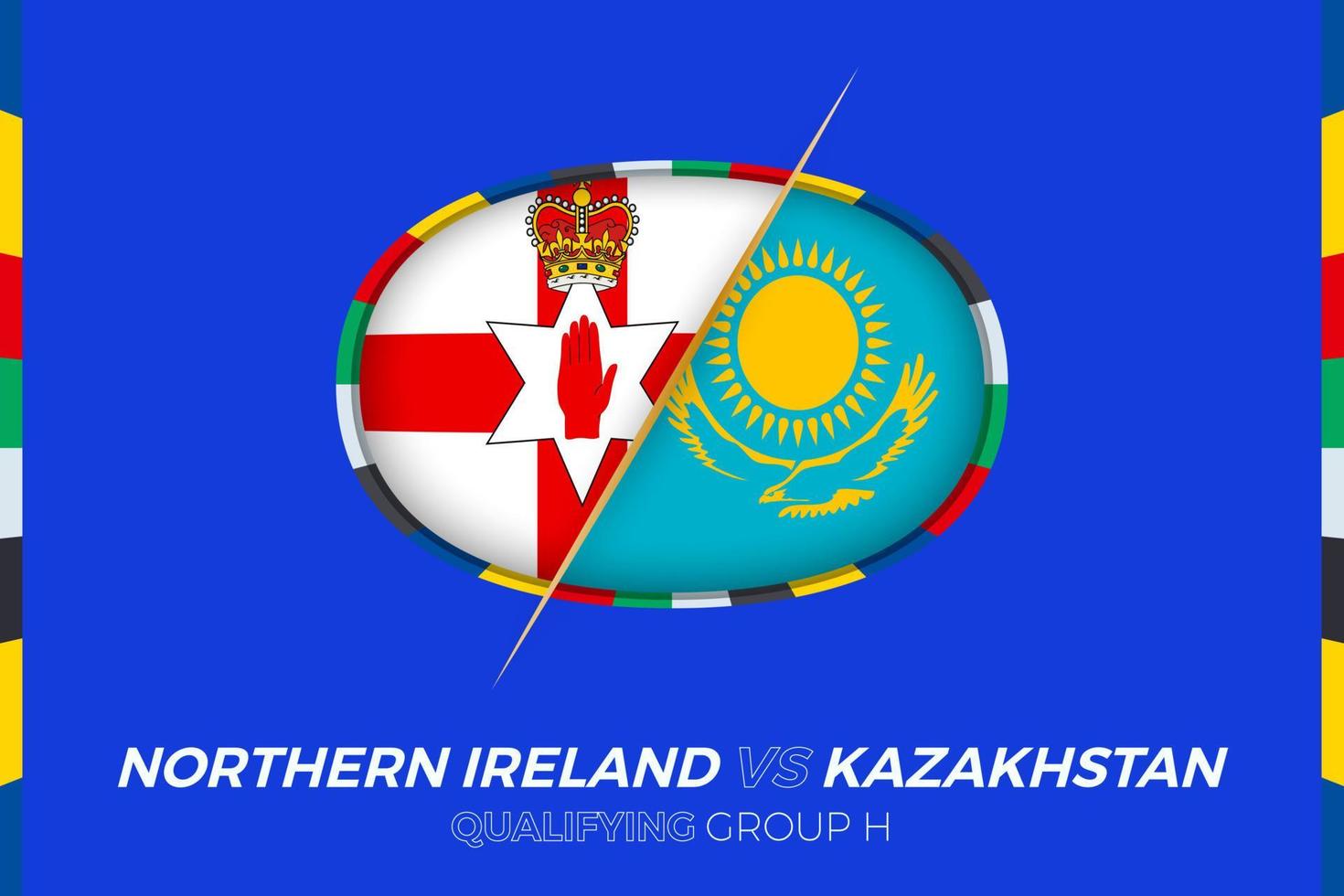 Northern Ireland vs Kazakhstan icon for European football tournament qualification, group H. vector