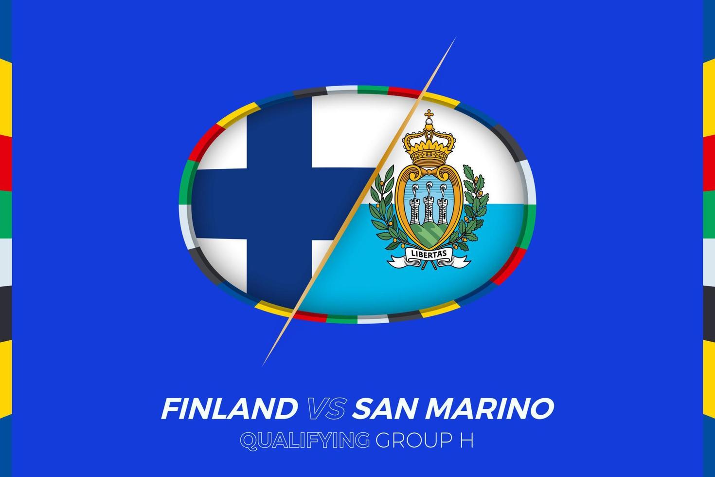 Finland vs San Marino icon for European football tournament qualification, group H. vector