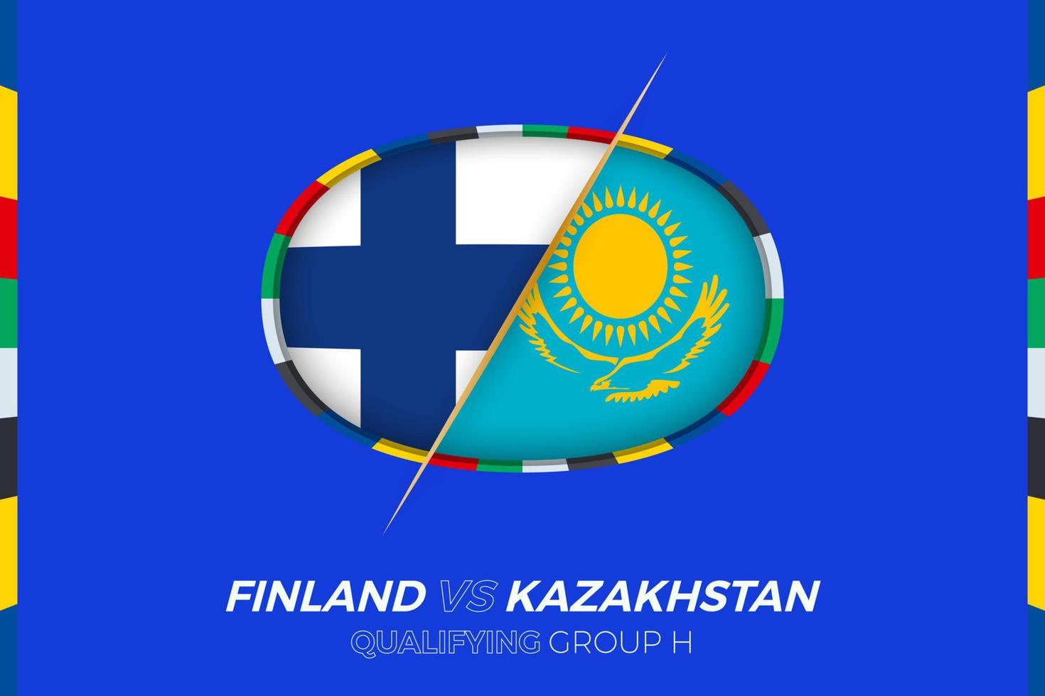 Finland vs Kazakhstan icon for European football tournament qualification, group H. vector