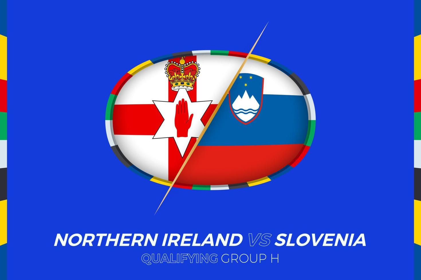 Northern Ireland vs Slovenia icon for European football tournament qualification, group H. vector