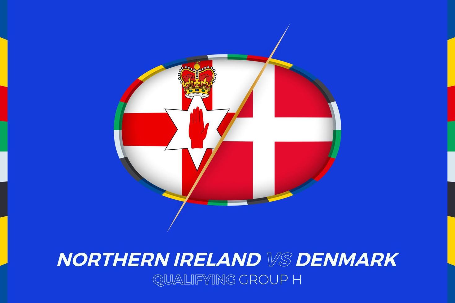 Northern Ireland vs Denmark icon for European football tournament qualification, group H. vector