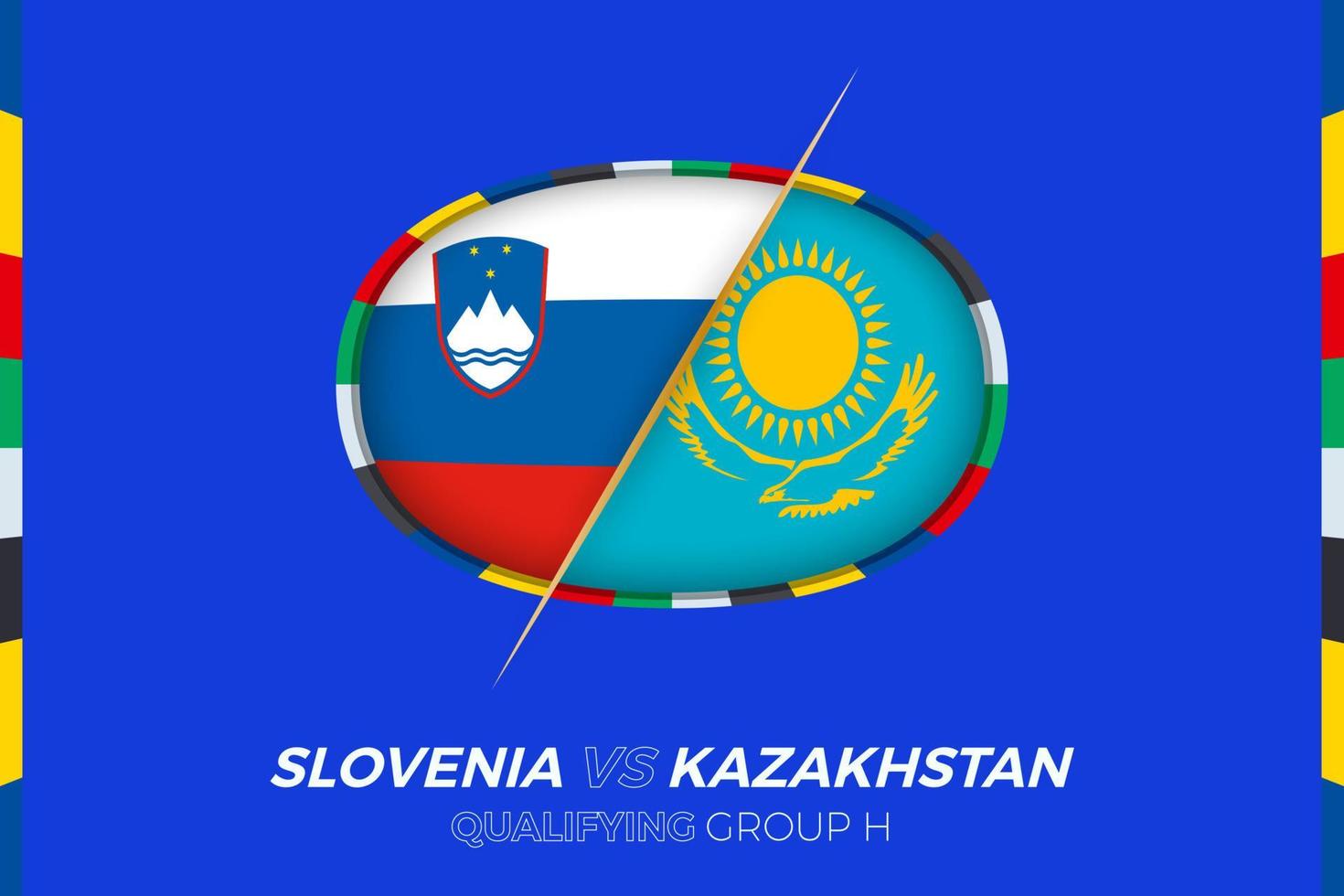 Slovenia vs Kazakhstan icon for European football tournament qualification, group H. vector