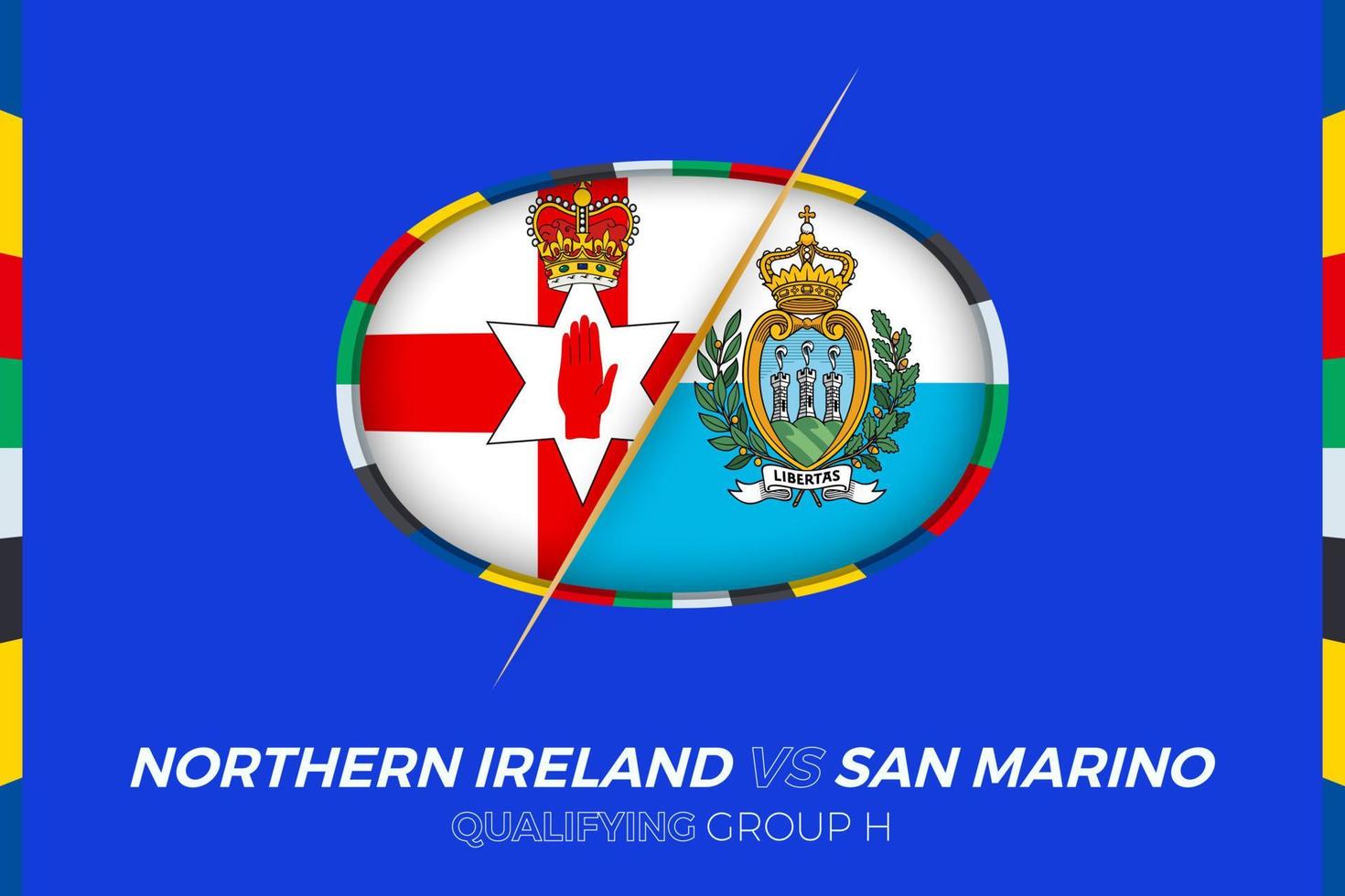 Northern Ireland vs San Marino icon for European football tournament qualification, group H. vector