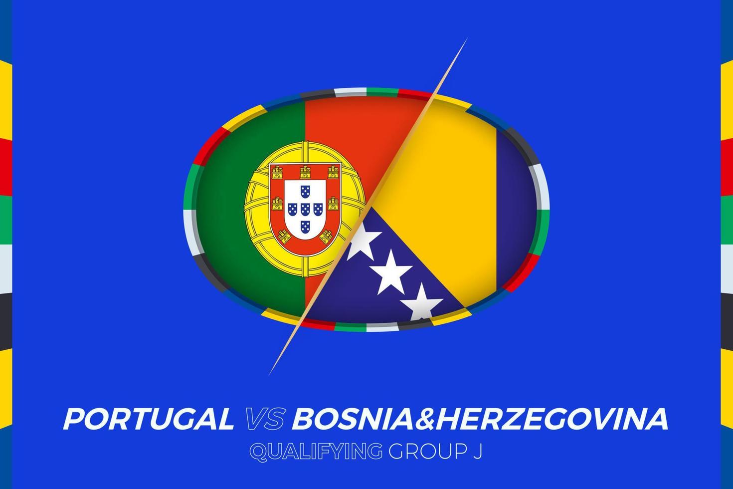 Portugal vs bosnia y herzegovina icono para europeo fútbol americano torneo calificación, grupo j. vector