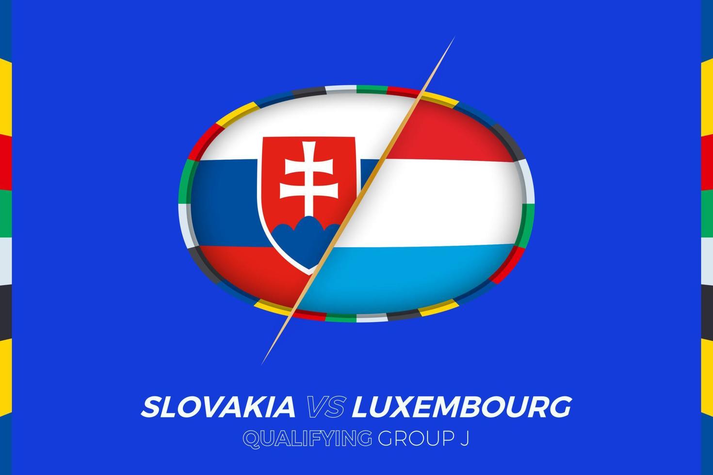 Slovakia vs Luxembourg icon for European football tournament qualification, group J. vector