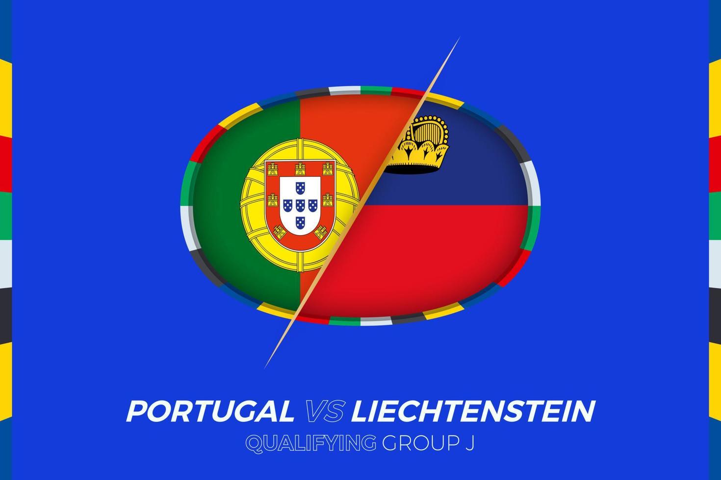 Portugal vs Liechtenstein icon for European football tournament qualification, group J. vector