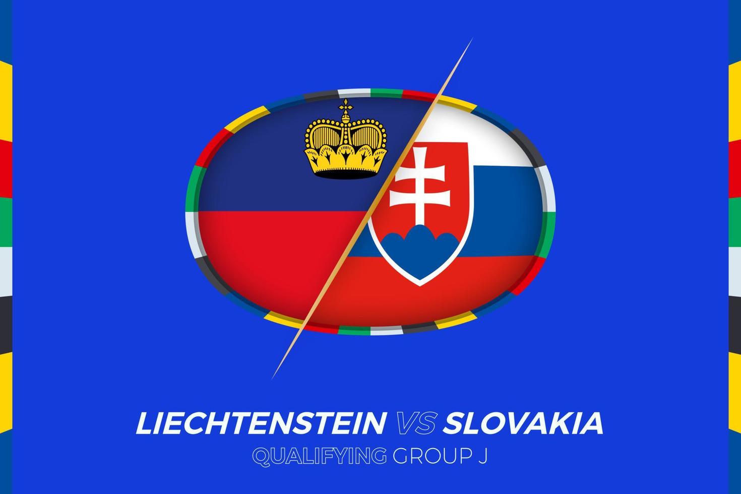 Liechtenstein vs Slovakia icon for European football tournament qualification, group J. vector