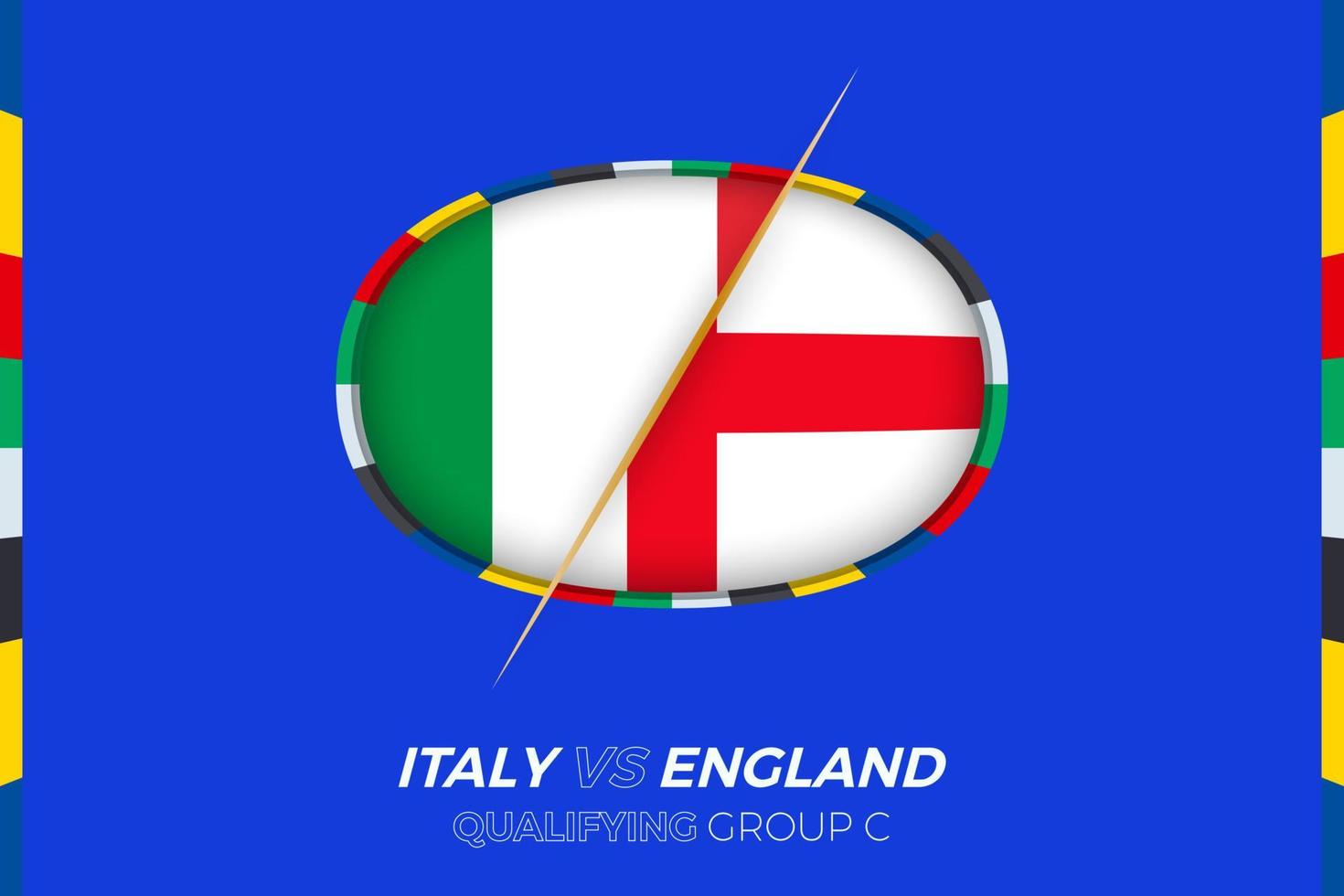 Italy vs England icon for European football tournament qualification, group C. vector