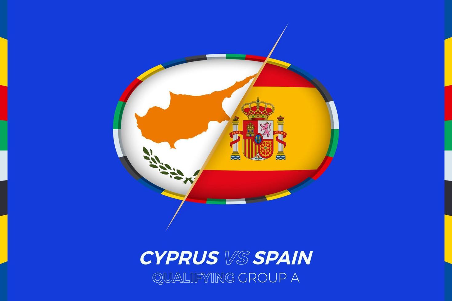 Cyprus vs Spain icon for European football tournament qualification, group A. vector