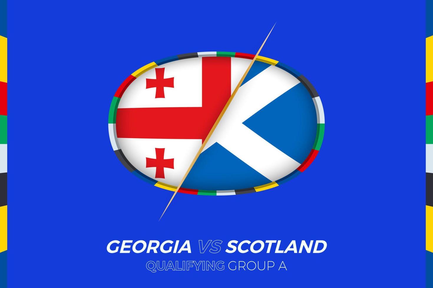 Georgia vs Scotland icon for European football tournament qualification, group A. vector