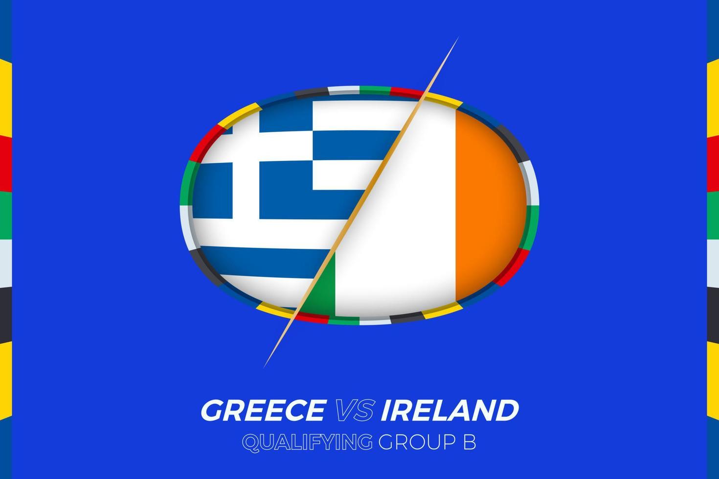 Grecia vs república de Irlanda icono para europeo fútbol americano torneo calificación, grupo b. vector
