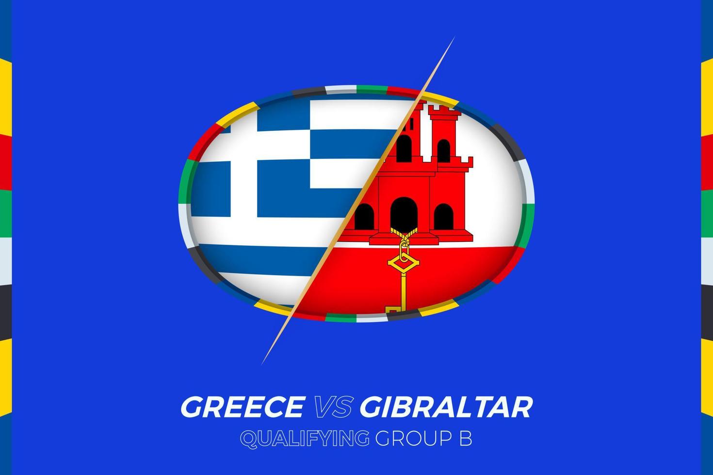 Greece vs Gibraltar icon for European football tournament qualification, group B. vector